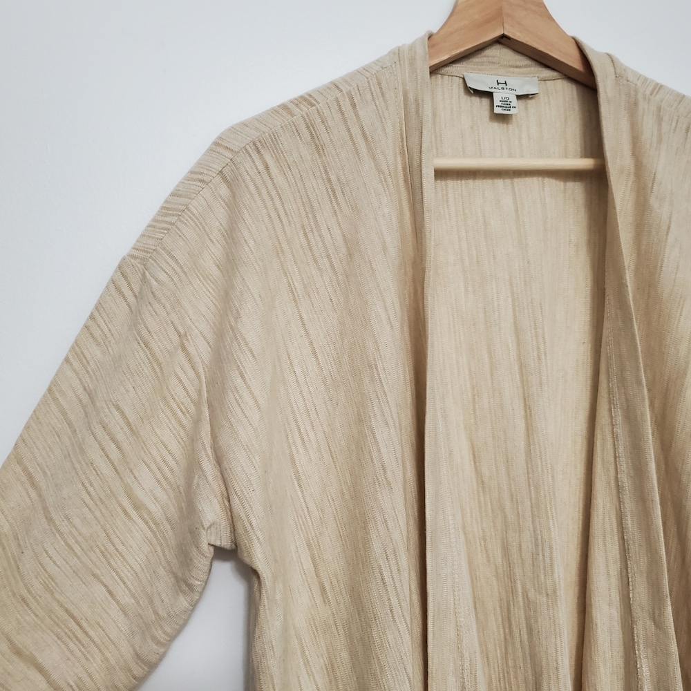 H By Halston Large Cardigan Flowy Open Front Lightweight Sweater Cream Oversized